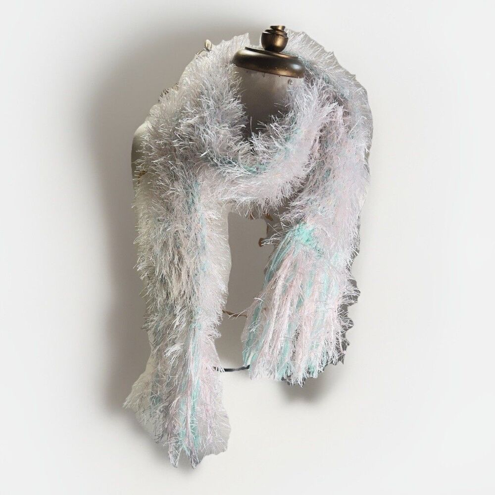 Boutique Scarf One Size Fuzzy Crochet Dopamine Maximalist Glam Soft Scarf